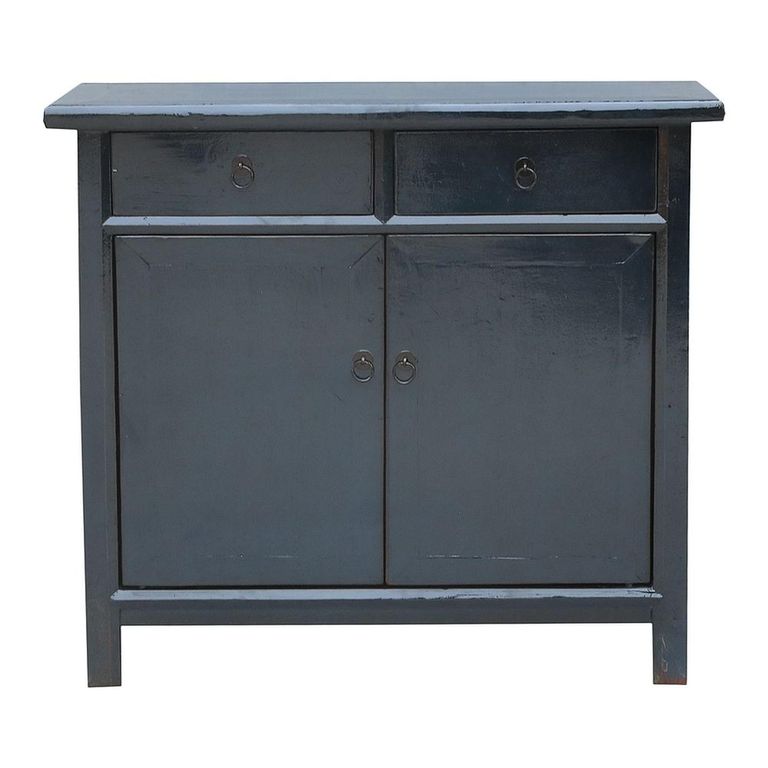 Sideboard - 2 Door 2 Drawer - 106cm - Small - Classic Black - Elm Wood