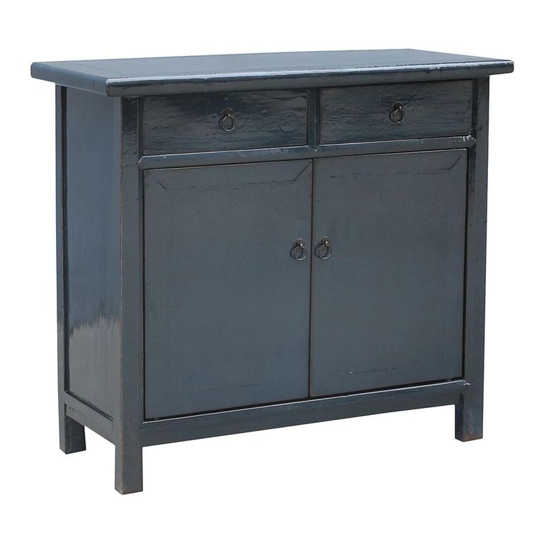Sideboard - 2 Door 2 Drawer - 106cm - Small - Classic Black - Elm Wood