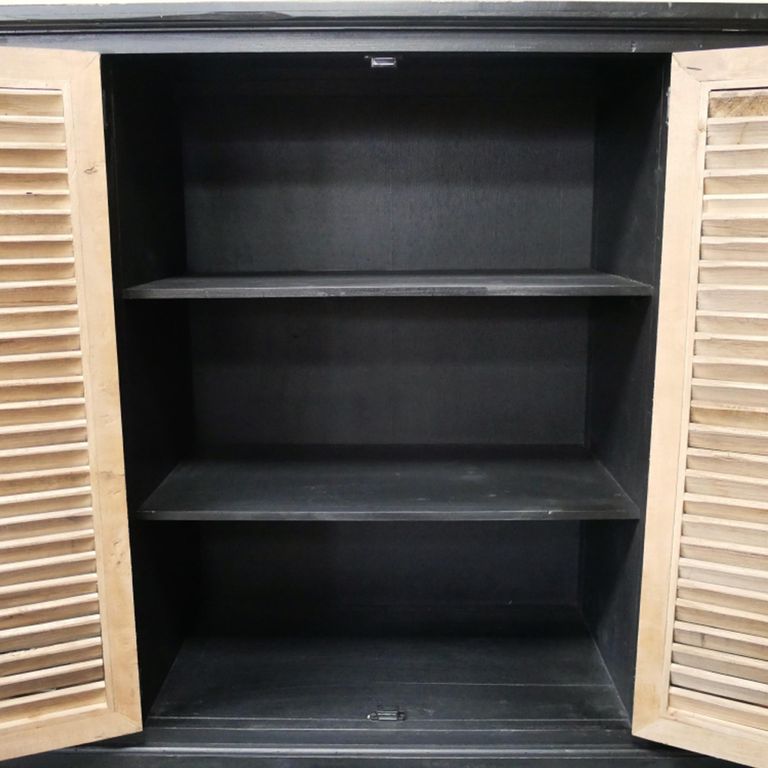 Industrial Shutter Sideboard - 2 Door - 120cm - Medium - Natural and Black - Fir Wood and Metal
