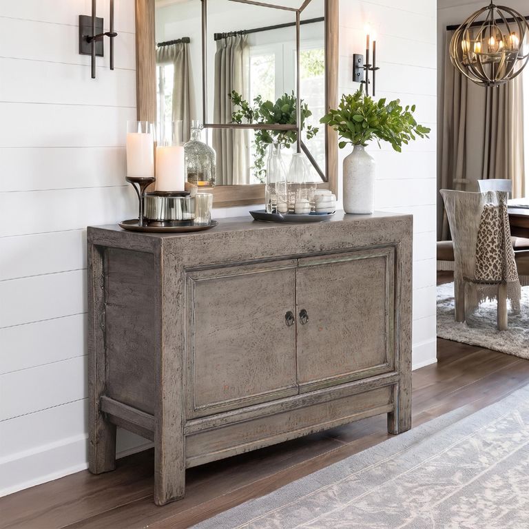 Distressed Sideboard - 2 Door - 106cm - Small - Weathered Grey - Reclaimed Wood