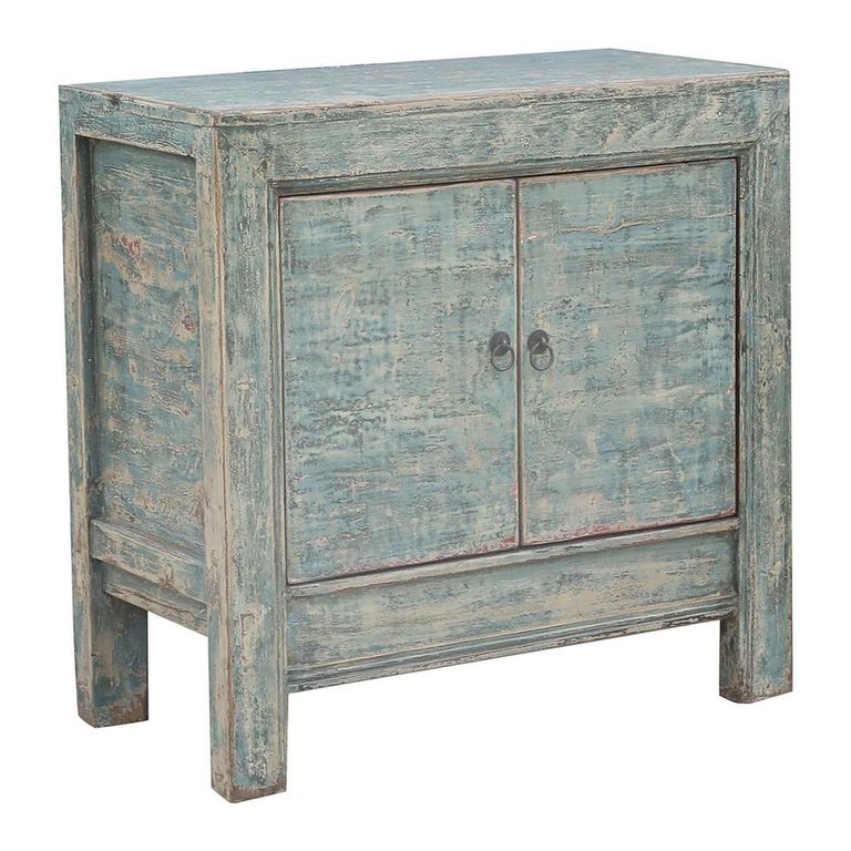 Distressed Sideboard - 2 Door - 88cm - Compact - Green - Wooden