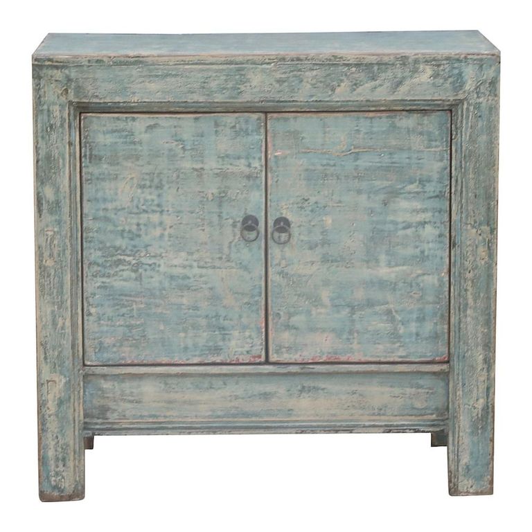 Distressed Sideboard - 2 Door - 88cm - Compact - Green - Wooden