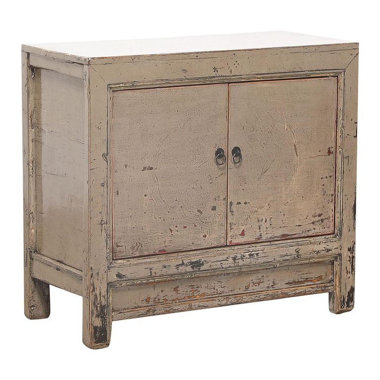 Distressed Sideboard - 2 Door - 96cm - Small - Grey - Wooden