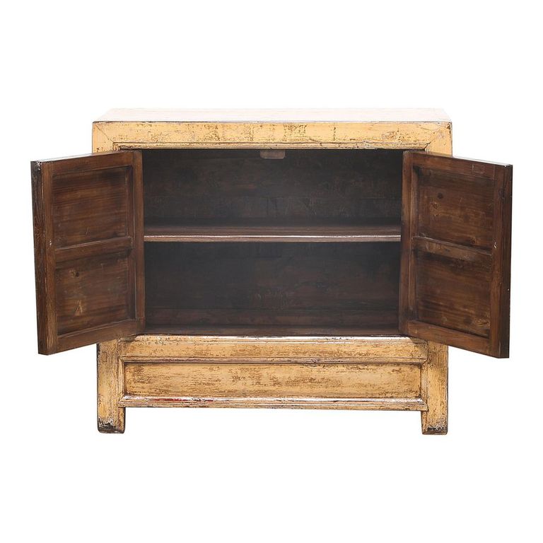 Distressed Sideboard - 2 Door - 96cm - Small - Yellow Washed - Reclaimed Wood