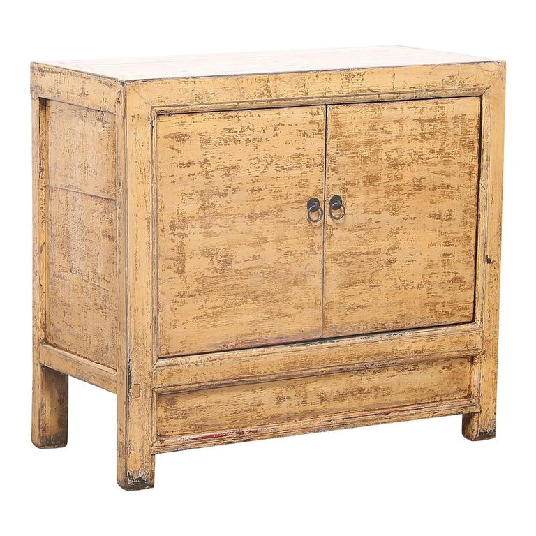 Distressed Sideboard - 2 Door - 96cm - Small - Yellow Washed - Reclaimed Wood