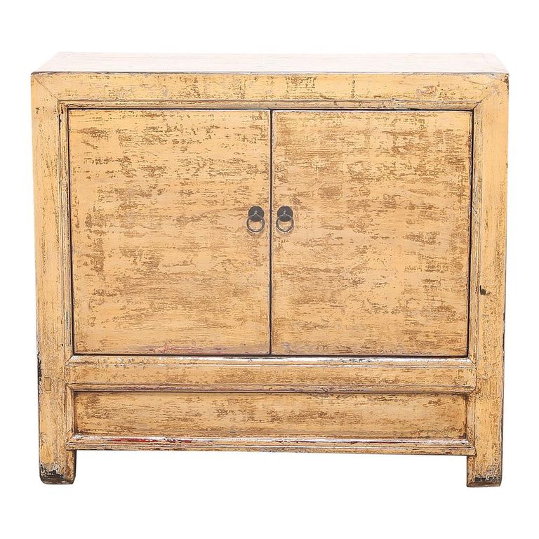 Distressed Sideboard - 2 Door - 96cm - Small - Yellow Washed - Reclaimed Wood