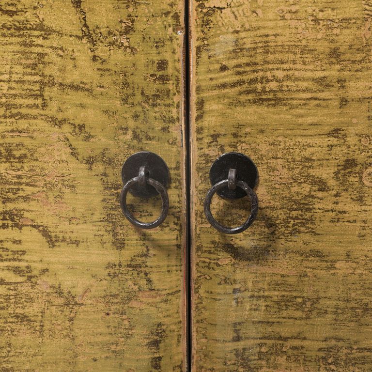 Distressed Sideboard - 2 Door - 96cm - Small - Yellow - Wooden
