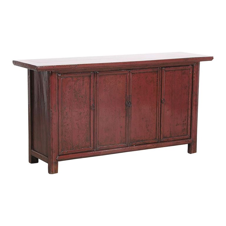 Distressed Sideboard - 4 Door - 172cm - Large - Red - Wooden