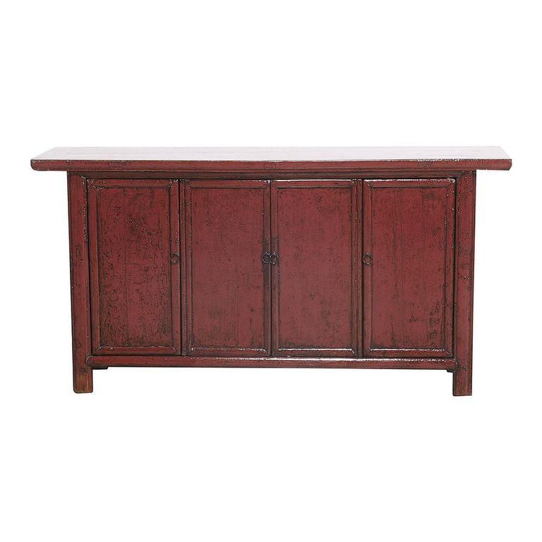 Distressed Sideboard - 4 Door - 172cm - Large - Red - Wooden