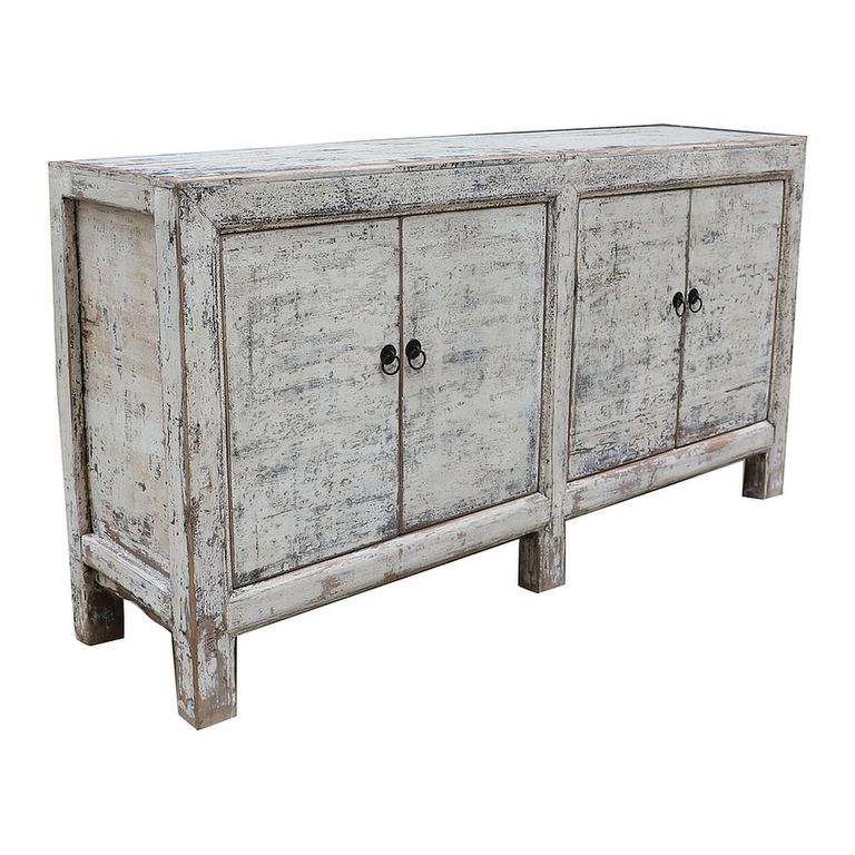Distressed Sideboard - 4 Door - 173cm - Large - White Washed - Reclaimed Wood