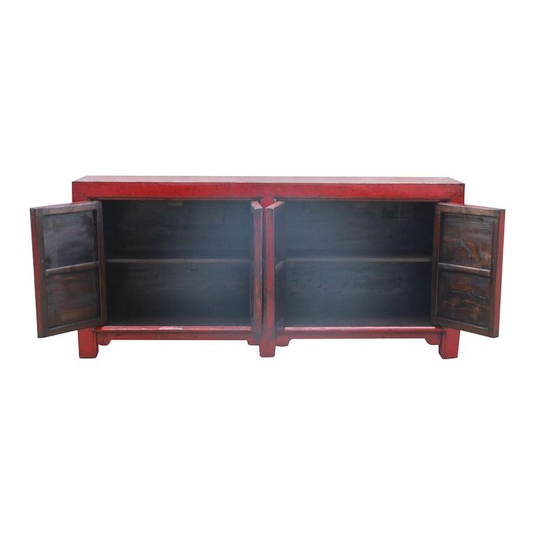 Distressed Sideboard - 4 Door - 200cm - Extra Large - Red - Wooden