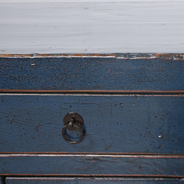Distressed Sideboard - 4 Door 3 Drawer - 156cm - Medium - Blue - Wooden