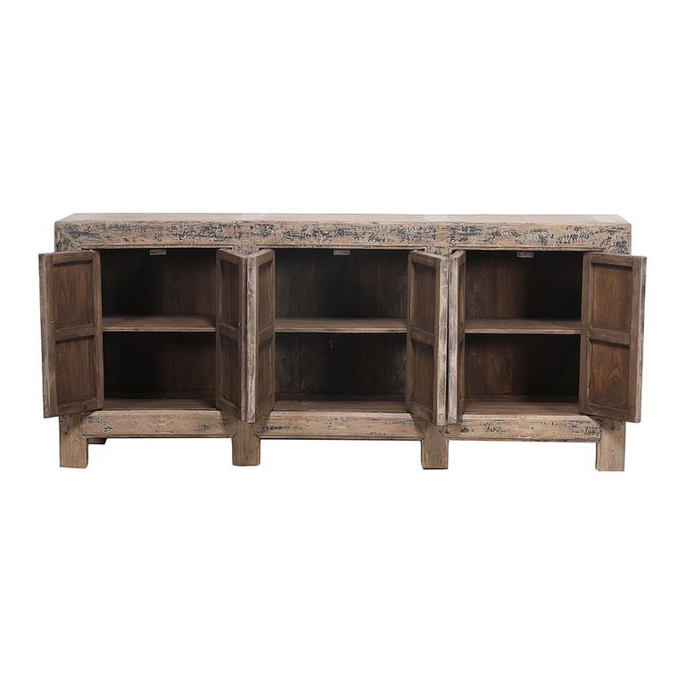 Distressed Sideboard - 6 Door - 214cm - Extra Large - Grey - Reclaimed Wood