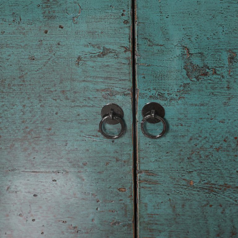 Distressed Sideboard - 6 Door - 224cm - Extra Large - Green - Wooden