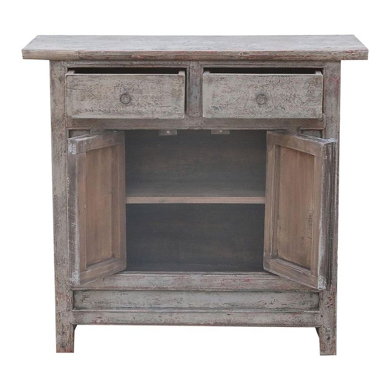 Distressed Sideboard - 2 Door 2 Drawer - 98cm - Small - Grey - Wooden
