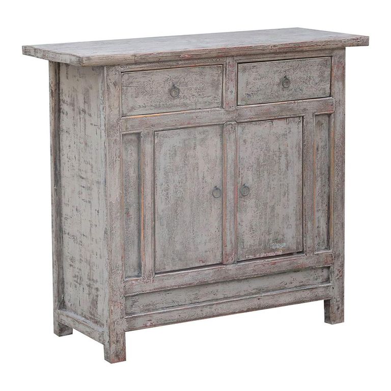 Distressed Sideboard - 2 Door 2 Drawer - 98cm - Small - Grey - Wooden