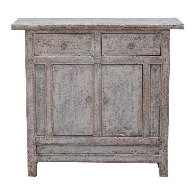Distressed Sideboard - 2 Door 2 Drawer - 98cm - Small - Grey - Wooden