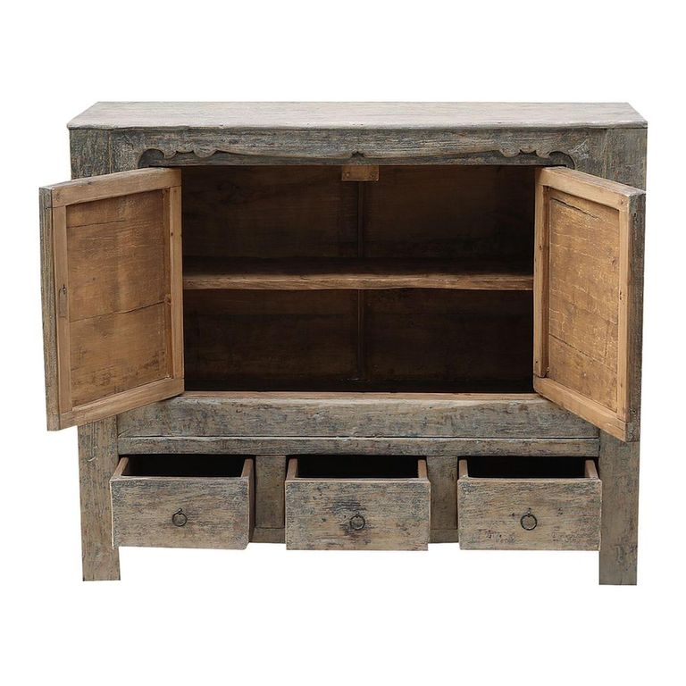 Distressed Sideboard - 2 Door 3 Drawer - 115cm - Small - Grey - Wooden