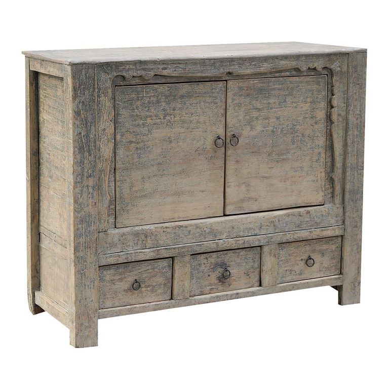 Distressed Sideboard - 2 Door 3 Drawer - 115cm - Small - Grey - Wooden
