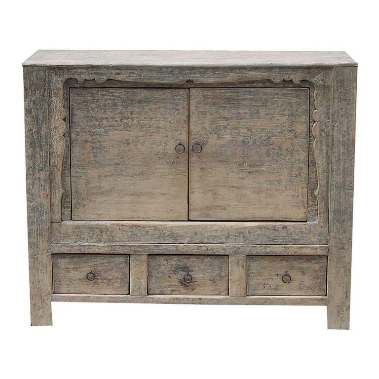 Distressed Sideboard - 2 Door 3 Drawer - 115cm - Small - Grey - Wooden