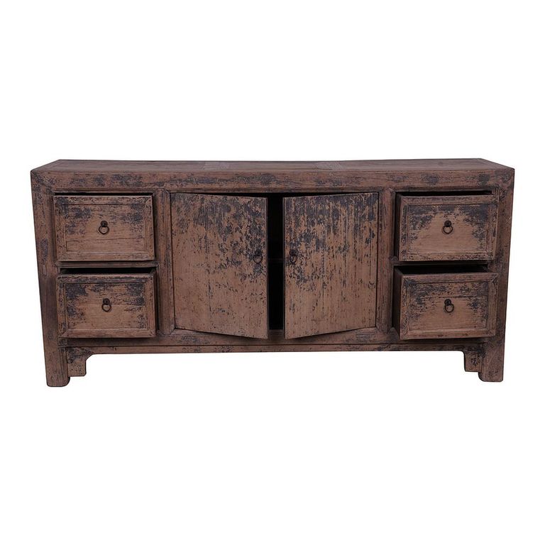 Distressed Sideboard - 2 Door 4 Drawer - 176cm - Large - Grey - Wooden