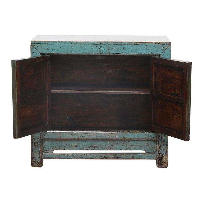 Distressed Sideboard - 2 Door - 95cm - Small - Turquoise Blue - Wooden
