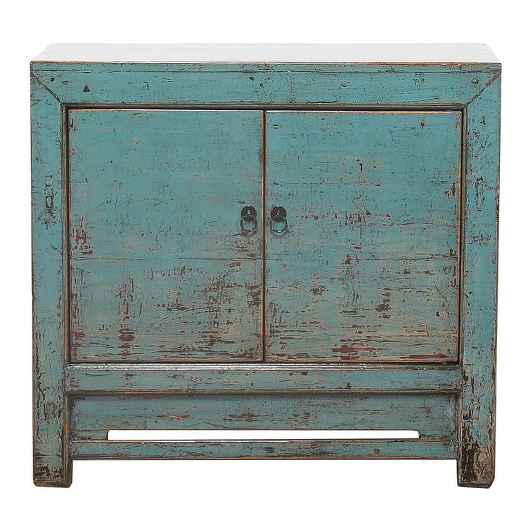 Distressed Sideboard - 2 Door - 95cm - Small - Turquoise Blue - Wooden