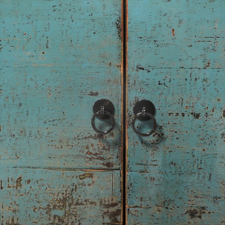Distressed Sideboard - 2 Door - 95cm - Small - Turquoise Blue - Wooden