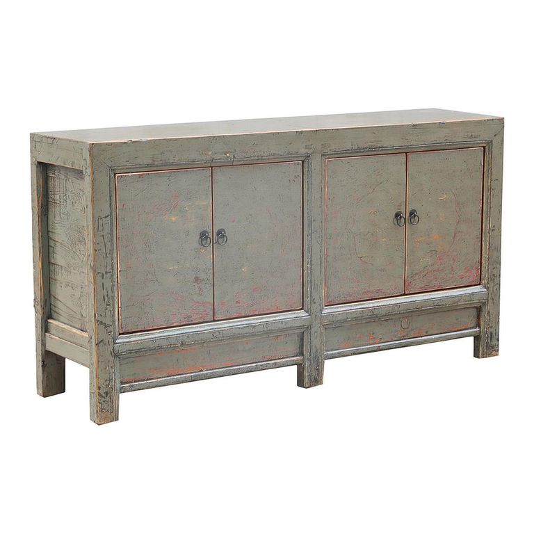 Distressed Sideboard - 4 Door - 161cm - Large - Grey - Wooden