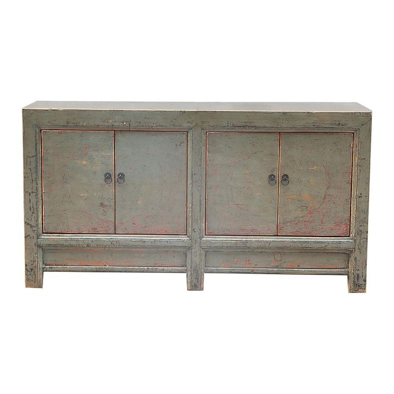Distressed Sideboard - 4 Door - 161cm - Large - Grey - Wooden