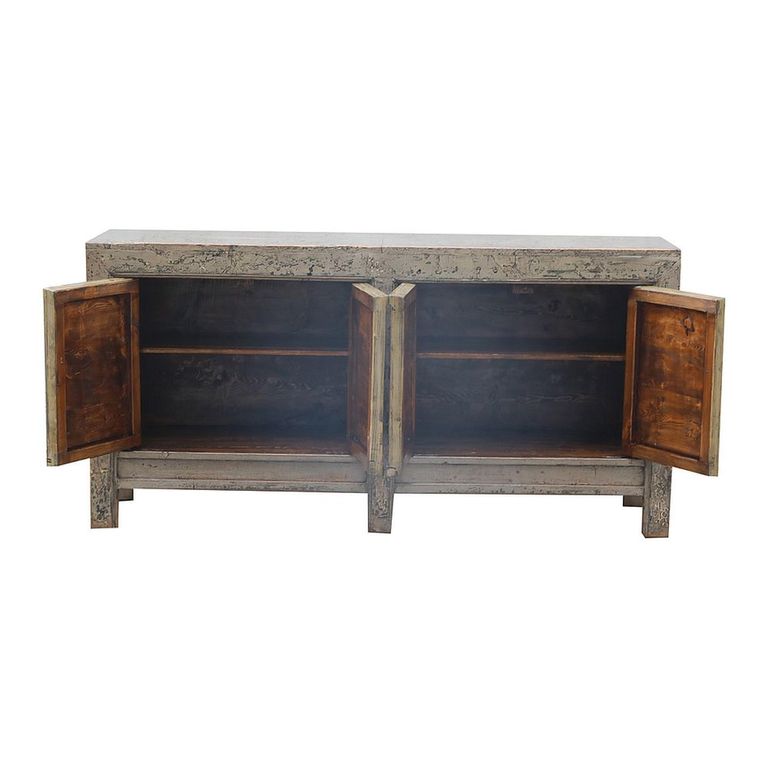 Distressed Sideboard - 4 Door - 180cm - Large - Hand Painted - Grey - Wooden
