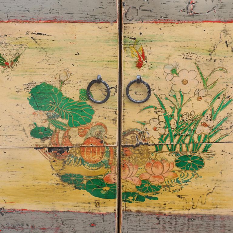 Distressed Sideboard - 4 Door - 180cm - Large - Hand Painted - Grey - Wooden