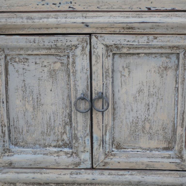 Distressed Sideboard - 4 Door 2 Drawer - 122cm - Medium - White Washed - Wooden