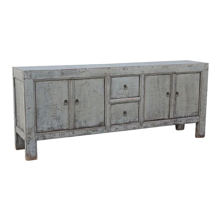 Distressed Sideboard - 4 Door 2 Drawer - 212cm - Extra Large - Grey - Elm Wood