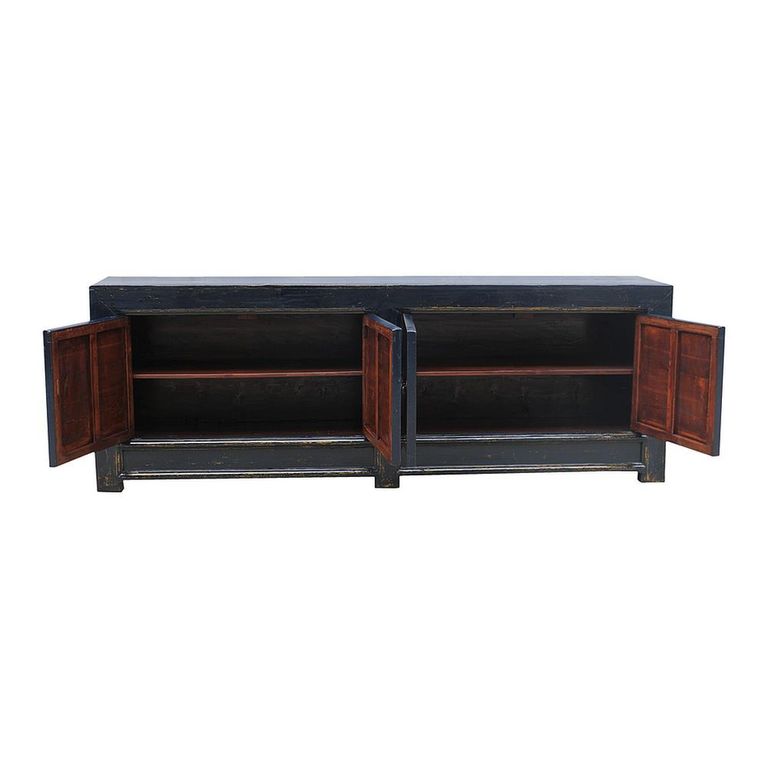 Distressed Sideboard - 4 Door - 246cm - Extra Large - Black - Wooden
