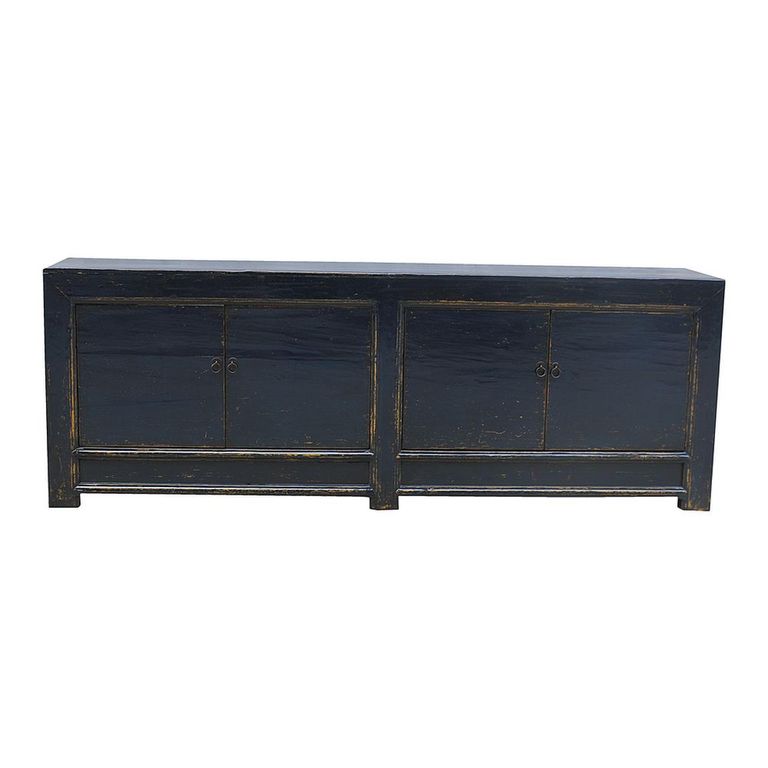 Distressed Sideboard - 4 Door - 246cm - Extra Large - Black - Wooden