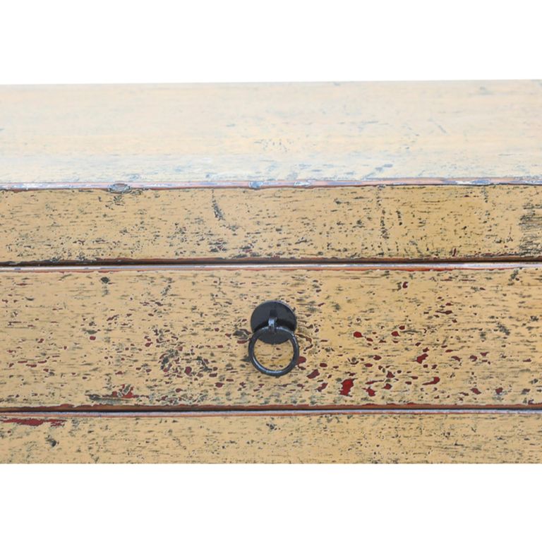 Distressed Sideboard - 4 Door 3 Drawer - 156cm - Medium - Mustard Yellow - Wooden