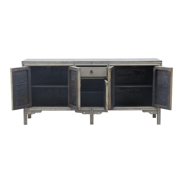 Distressed Sideboard - 5 Door 1 Drawer - 189cm - Extra Large - Grey - Lacquered Pine Wood