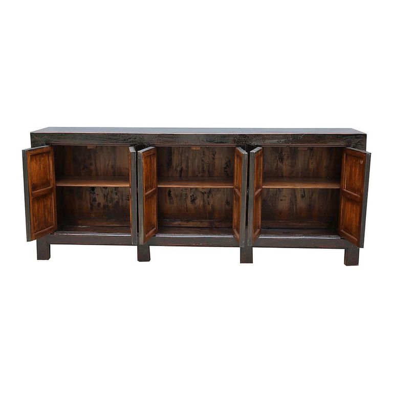 Distressed Sideboard - 6 Door - 233cm - Extra Large - Black - Wooden