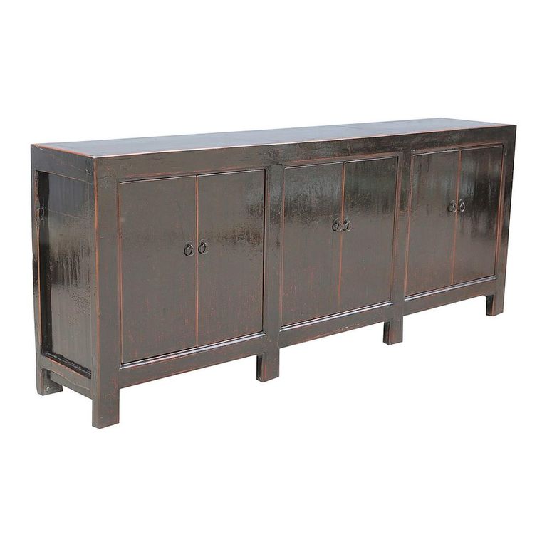Distressed Sideboard - 6 Door - 233cm - Extra Large - Black - Wooden
