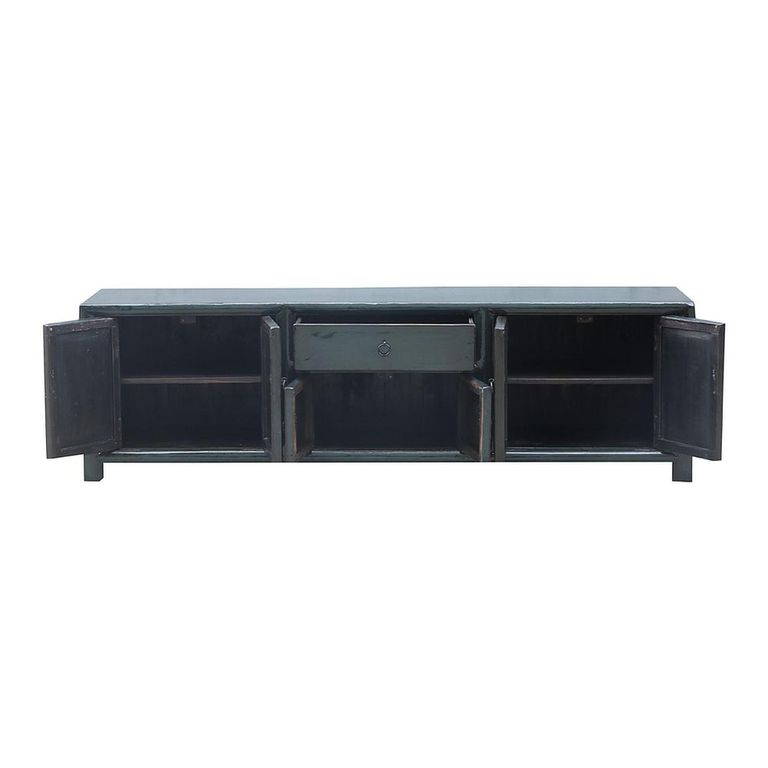 Painted Sideboard - 6 Door 1 Drawer - 177cm - Large - Blue - Lacquered Pine Wood