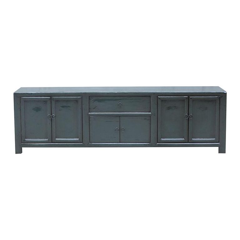 Painted Sideboard - 6 Door 1 Drawer - 177cm - Large - Blue - Lacquered Pine Wood