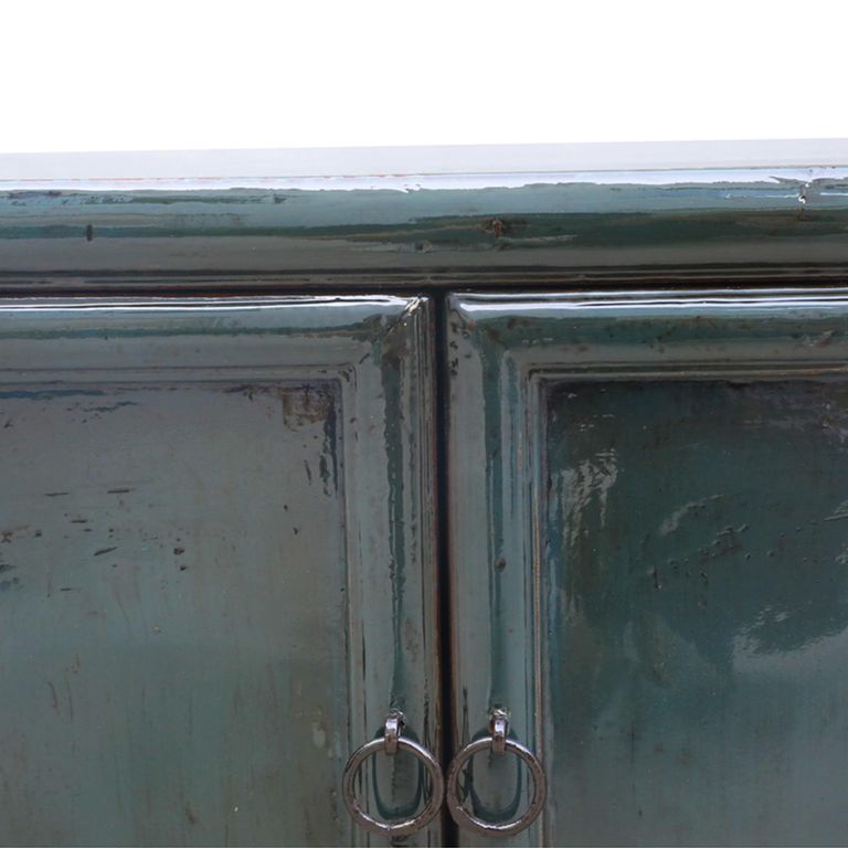 Painted Sideboard - 6 Door 1 Drawer - 177cm - Large - Blue - Lacquered Pine Wood