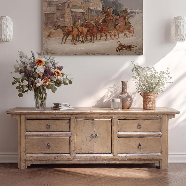 Sideboard - 2 Door 4 Drawer - 210cm - Extra Large - Brown - Wooden