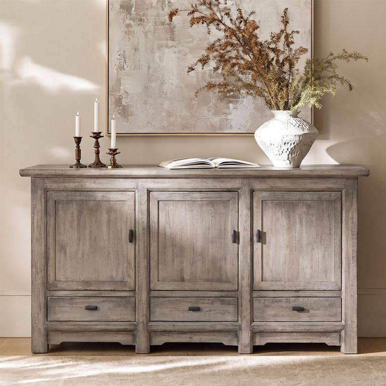 Sideboard - 3 Door 3 Drawer - 200cm - Extra Large - Weathered Grey - Wooden
