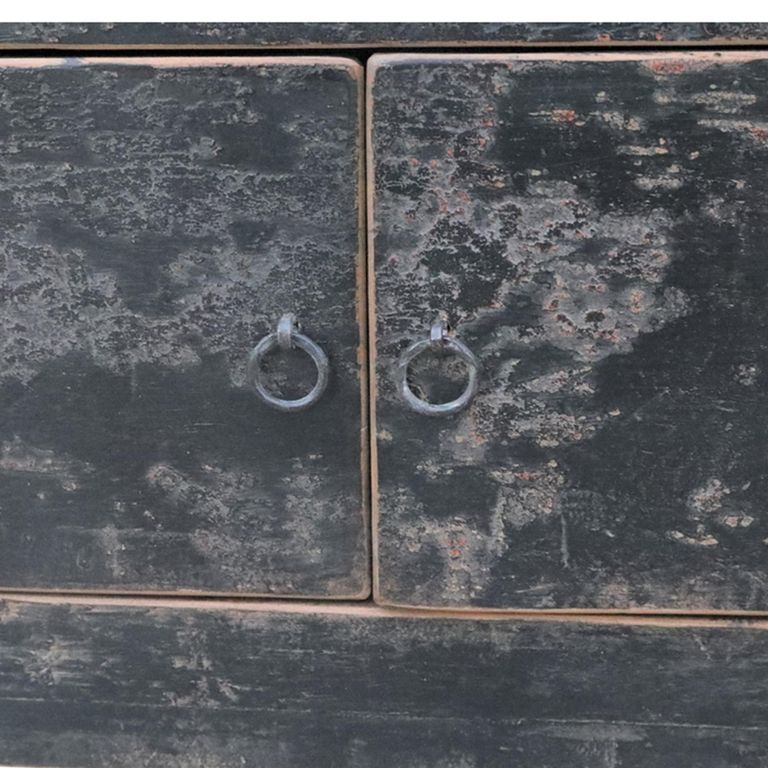 Unique One of a Kind - Distressed Sideboard - 2 Door 3 Drawer - 110cm - Small - Black - Elm Wood