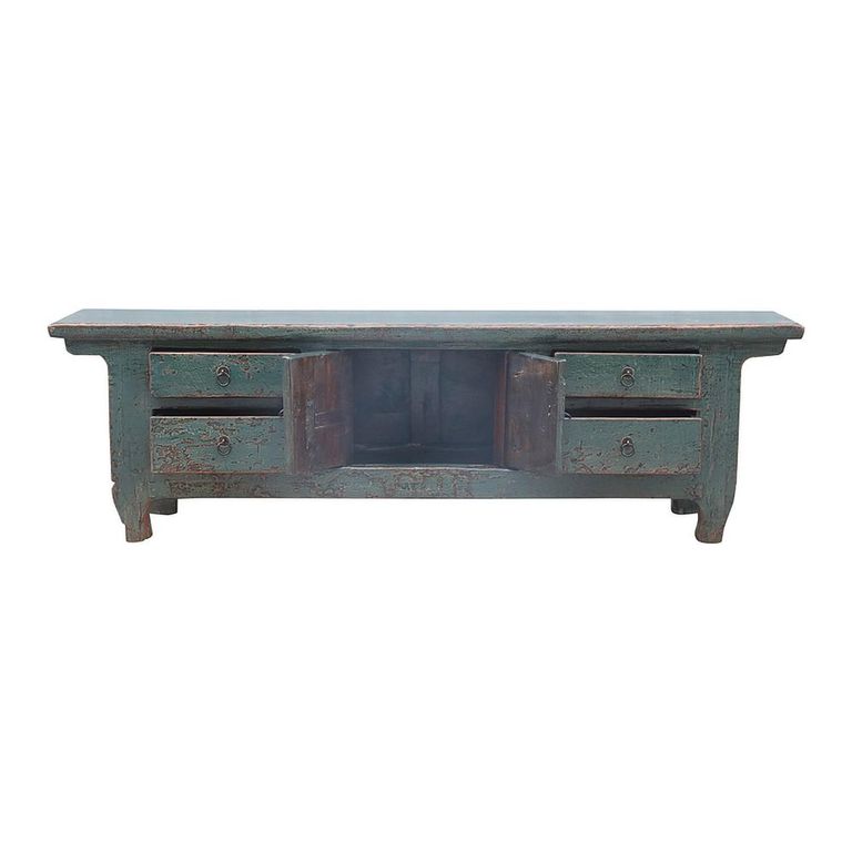 Distressed Sideboard - 2 Door 4 Drawer - 173cm - Large - Green - Wooden