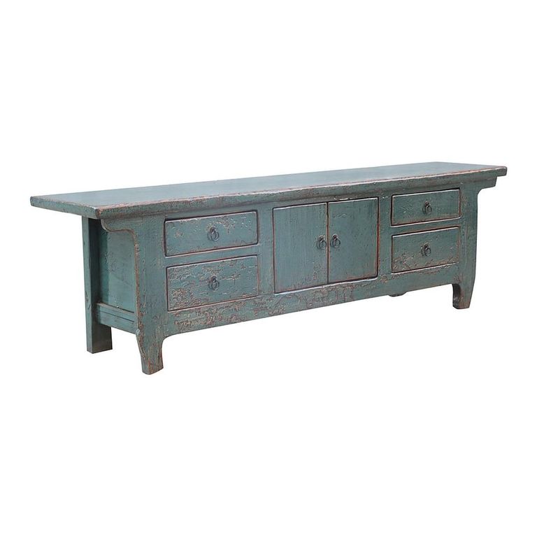 Distressed Sideboard - 2 Door 4 Drawer - 173cm - Large - Green - Wooden
