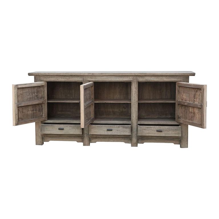 Sideboard - 3 Door 3 Drawer - 200cm - Extra Large - Weathered Grey - Wooden
