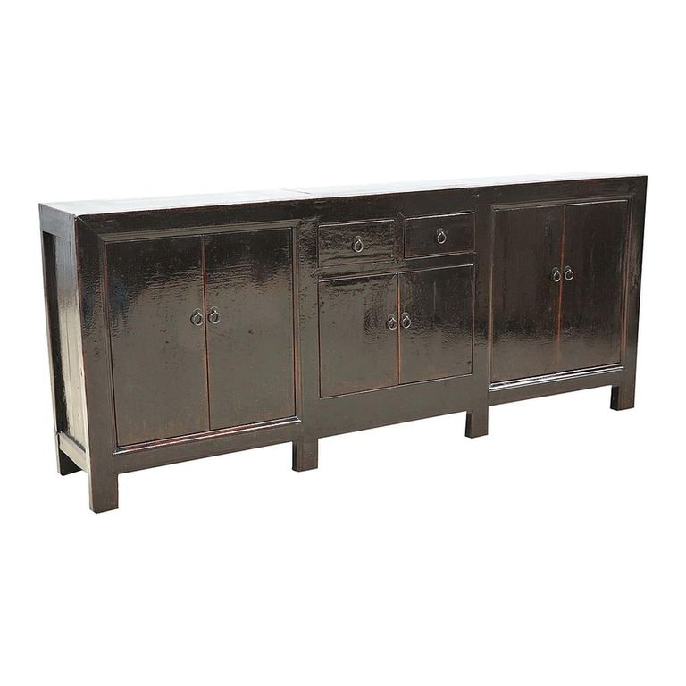 Sideboard - 6 Door 2 Drawer - 226cm - Extra Large - Black - Wooden